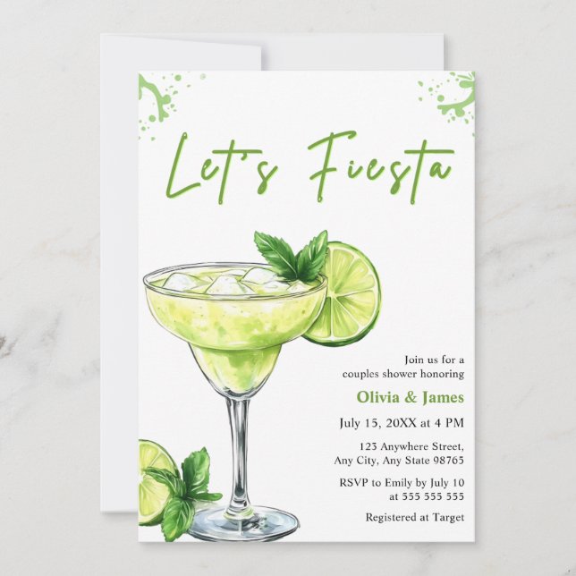 Margarita Let's Fiesta Couples Bridal Shower Invitation (Front)