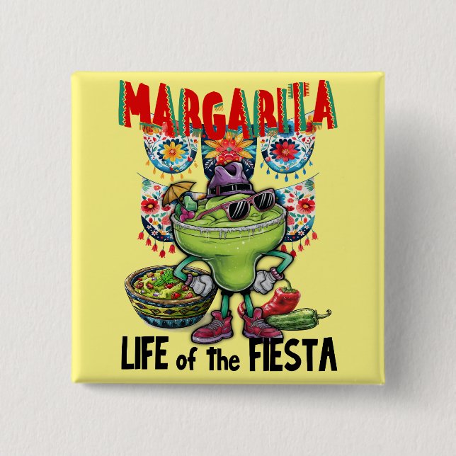 Margarita Life of Fiesta, Cinco de Mayo Mexican 15 Cm Square Badge (Front)