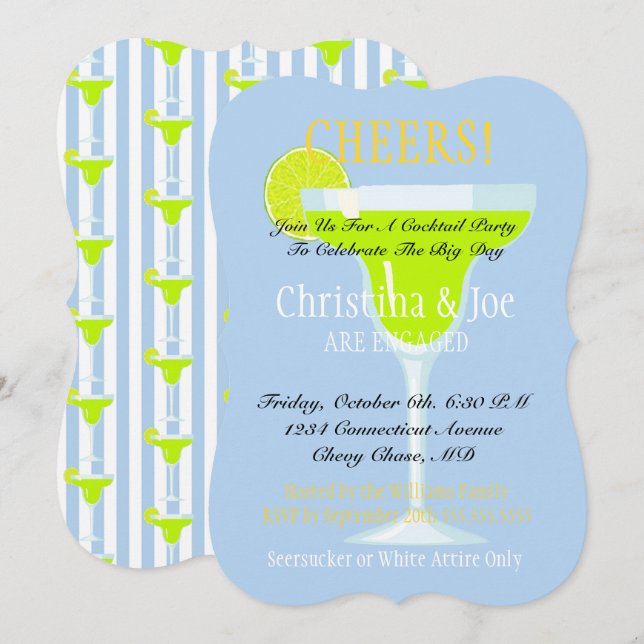 Margarita & Limes Fiesta Bridal Cocktail Party Invitation (Front/Back)