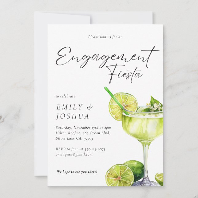 Margarita Mexican Engagement Fiesta Invitation (Front)
