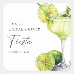 Margarita Mexican Fiesta Bridal Shower Square Sticker