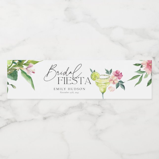 Margarita Mexican Fiesta Bridal Shower Water Bottle Label (Single Label)