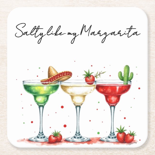 Margarita Mood Square Paper Coaster (Front)
