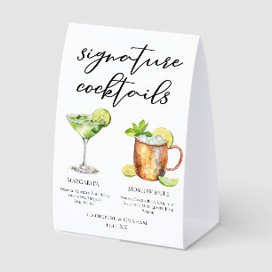Margarita Moscow Mule Wedding Cocktails Menu