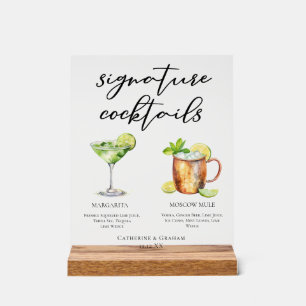 Margarita Moscow Mule Wedding Signature Cocktails Acrylic Sign