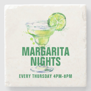 Margarita Night Martini Glass Illustration Stone Coaster