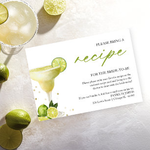 Margarita Party Bridal Shower Recipe Request Invitation