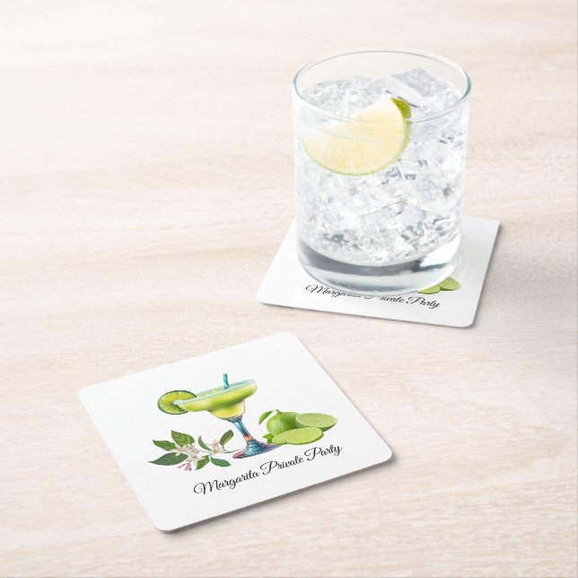 Margarita Private Party Square Paper Coaster (Insitu)