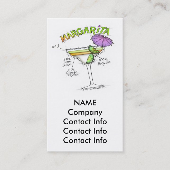 MARGARITA RECIPE COCKTAIL ART BUSINESS CARD (Front)