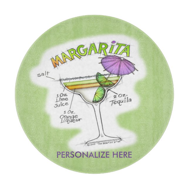 MARGARITA RECIPE COCKTAIL ART CUTTING BOARD (Front)