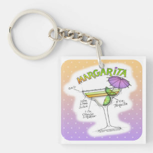 MARGARITA RECIPE COCKTAIL ART KEY RING