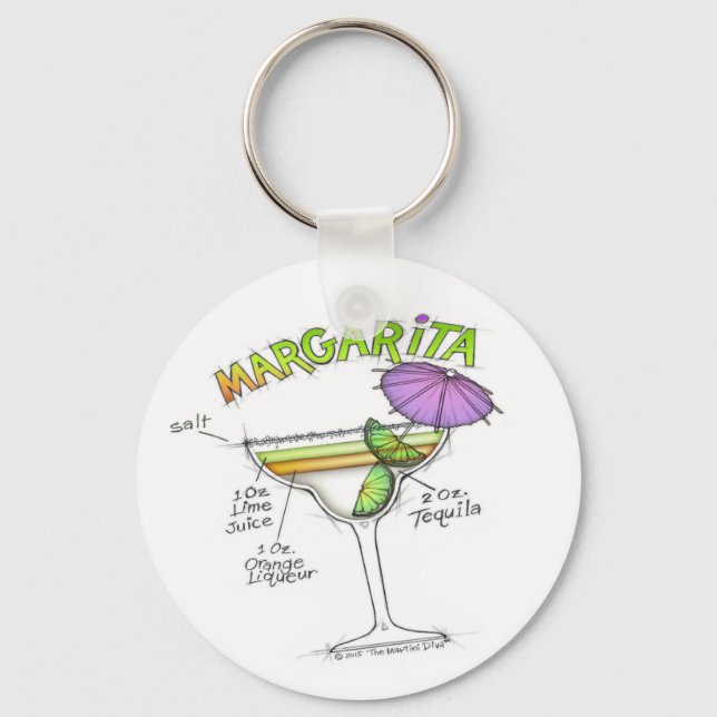 MARGARITA RECIPE COCKTAIL ART KEY RING (Front)