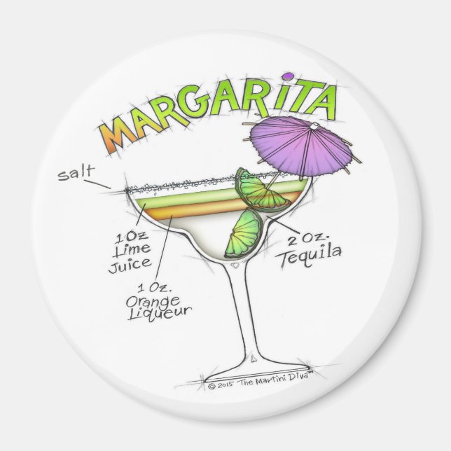 MARGARITA RECIPE COCKTAIL ART MAGNET (Front)