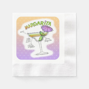 MARGARITA RECIPE COCKTAIL ART NAPKIN