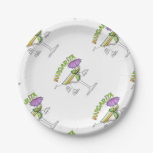 MARGARITA RECIPE COCKTAIL ART PAPER PLATE