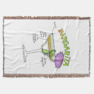 MARGARITA RECIPE COCKTAIL ART THROW BLANKET