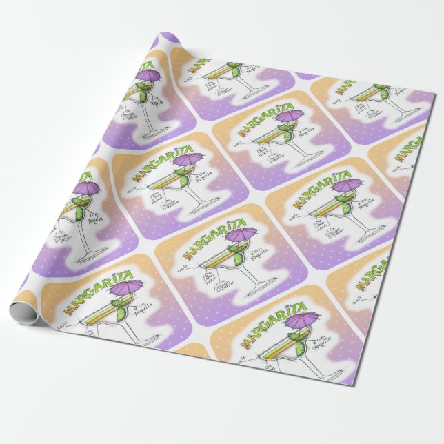MARGARITA RECIPE COCKTAIL ART WRAPPING PAPER (Unrolled)