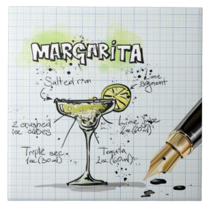 Margarita Recipe Drawing Bar Tile
