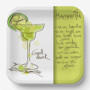 Margarita Recipe Paper Plate