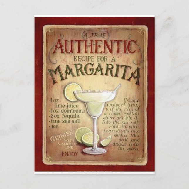 margarita recipe postcard (Front)