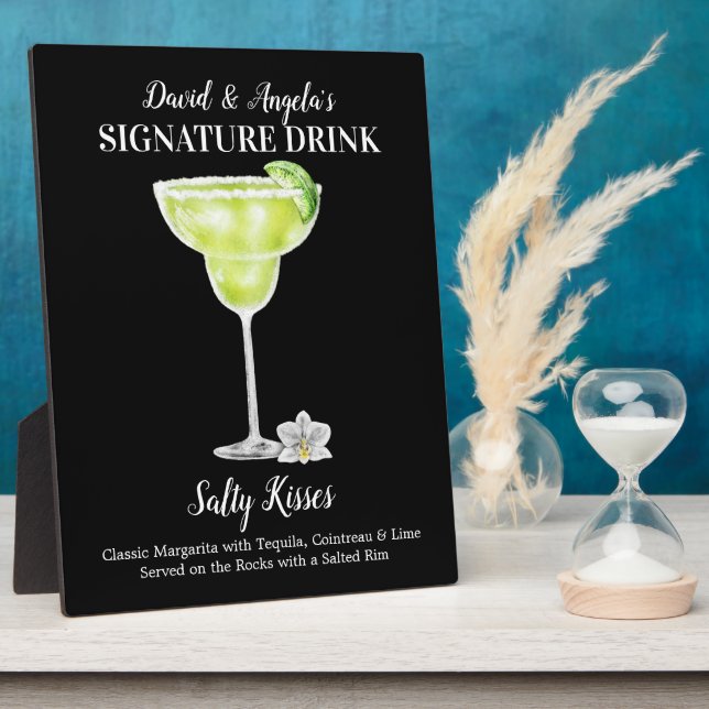 Margarita Salty Kisses • PERSONALIZE this Drink Plaque (Side)