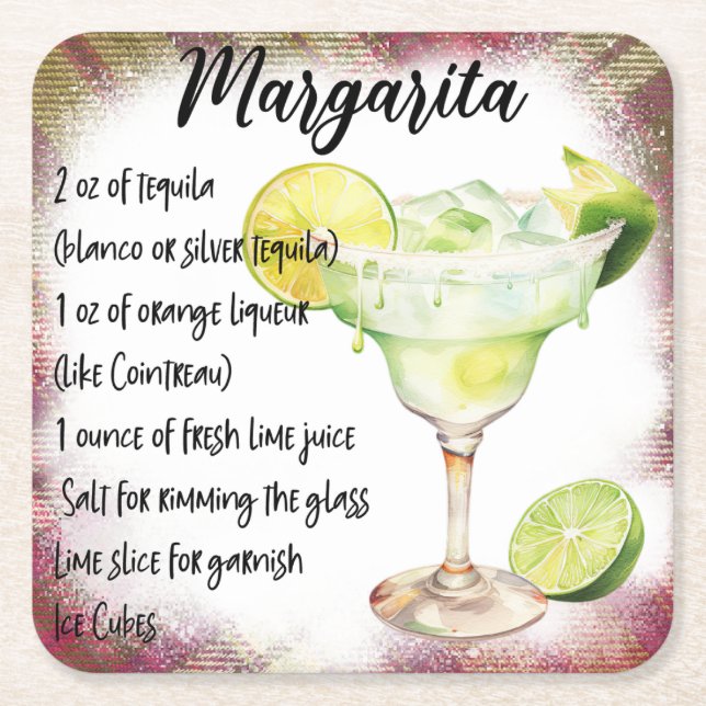Margarita  square paper coaster (Front)