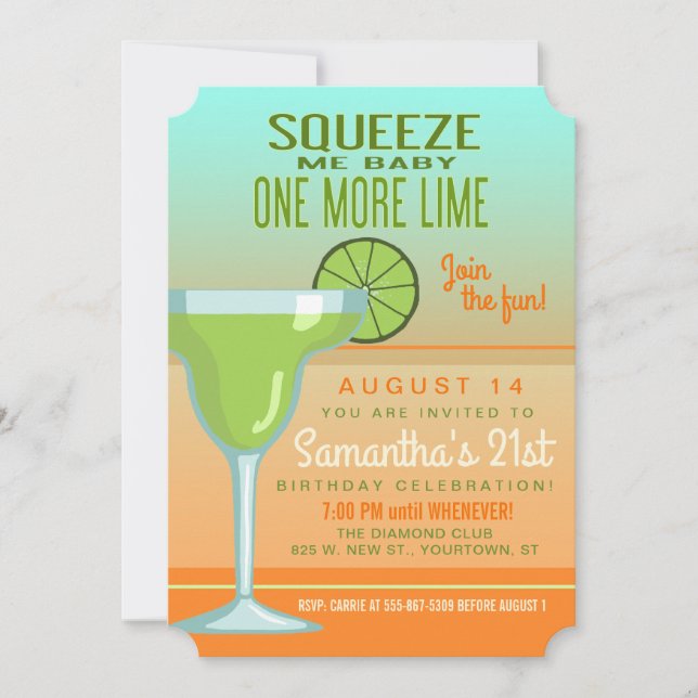 Margarita | Squeeze Me Baby One More Lime Invitation (Front)