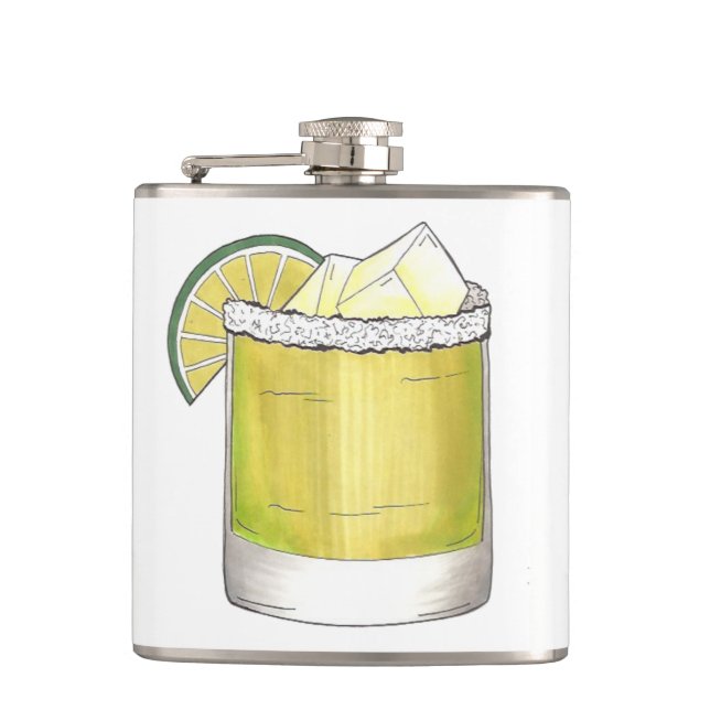 Margarita Summer Cocktail Mixed Drink Lime Gift Hip Flask (Front)