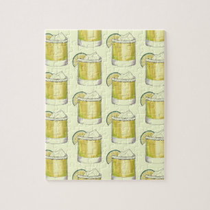 Margarita Summer Cocktail Mixed Drink Lime Green Jigsaw Puzzle