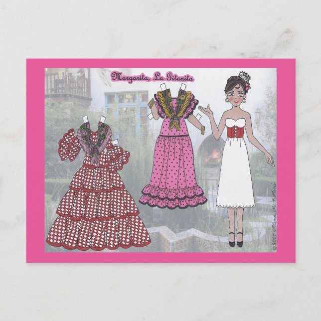 Margarita, the Little Gypsy Paperdoll Postcard (Front)