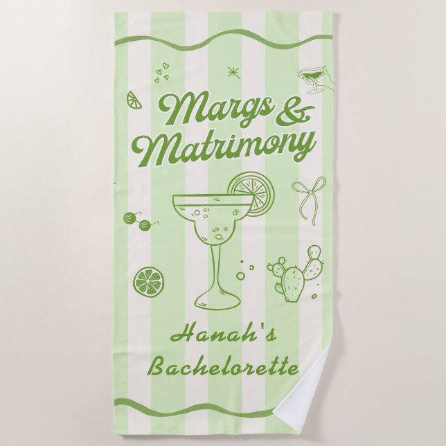 Margarita themed Bachelorette party Beach Towel (Front)