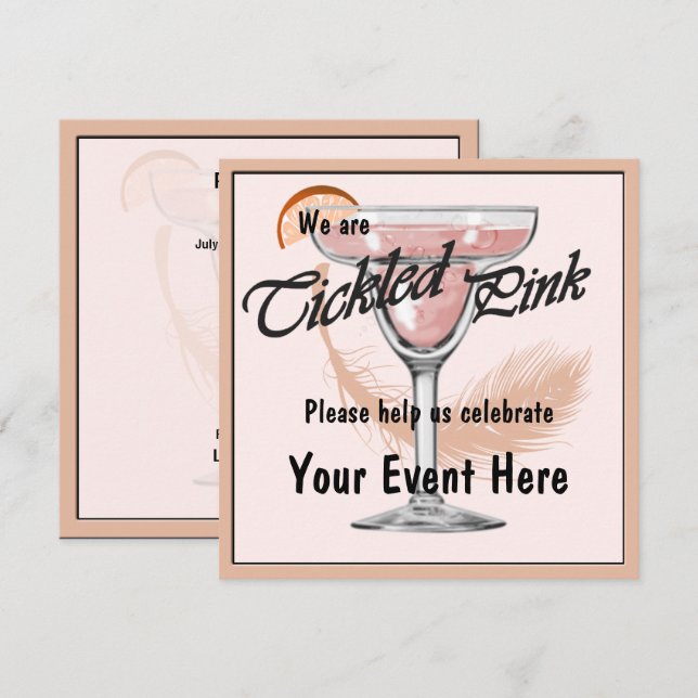 Margarita Tickled Pink Fiesta Party Invitation (Front/Back)