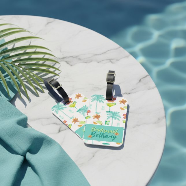 Margarita Veil Bachelorette Party Illustrated Luggage Tag (Margarita Veil Bachelorette Party Illustrated Luggage Tag)