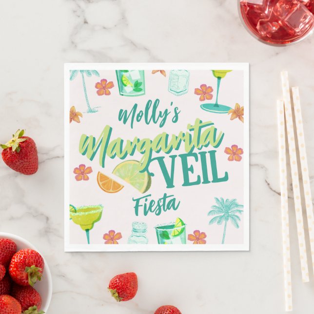 Margarita Veil Bachelorette Party Illustrated Napkin (Insitu)