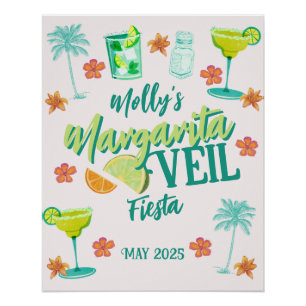 Margarita Veil Bachelorette Party Illustrated Poster
