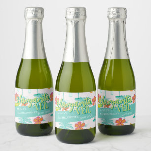 Margarita Veil Bachelorette Party Illustrated Sparkling Wine Label