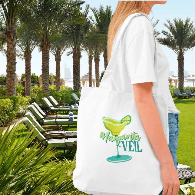 Margarita Veil Bachelorette Party Illustrated Tote Bag (Spice up the celebration with this Margarita Veil Tropical Fiesta Bachelorette Collection!)