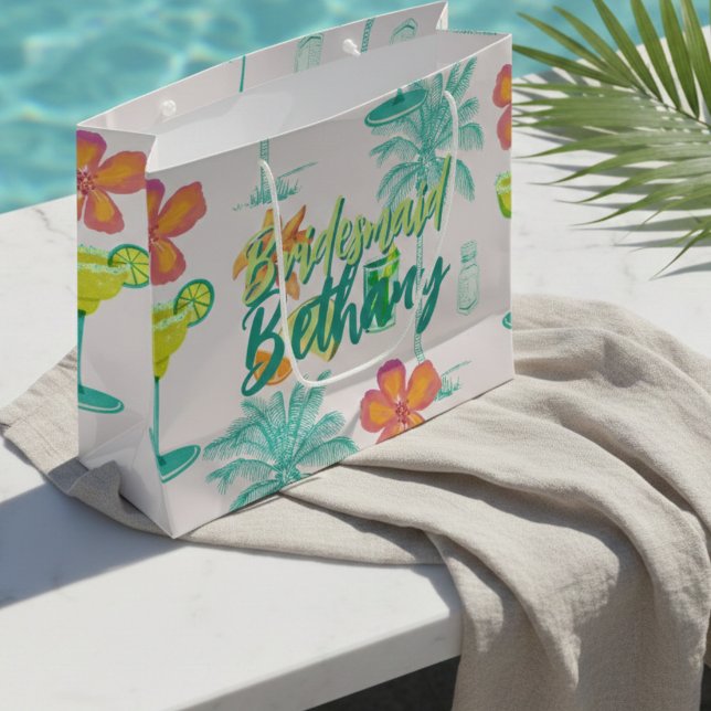Margarita Veil Tropical Bridesmaid Large Gift Bag (Margarita Veil Tropical Bridesmaid Large Gift Bag)