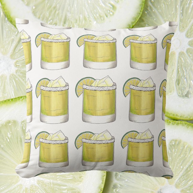 Margarita w/ Lime Cocktail Mixologist Drinks Decor Cushion (Margarita Pillow)