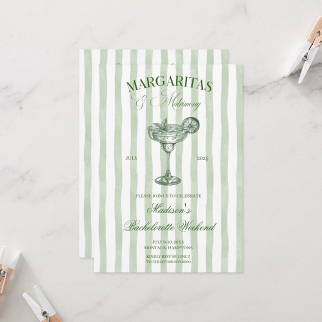 Margaritas and lime Bridal shower Invitation (Front/Back In Situ)