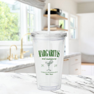 Margaritas And Matrimony Personalised Bachelorette Acrylic Tumbler