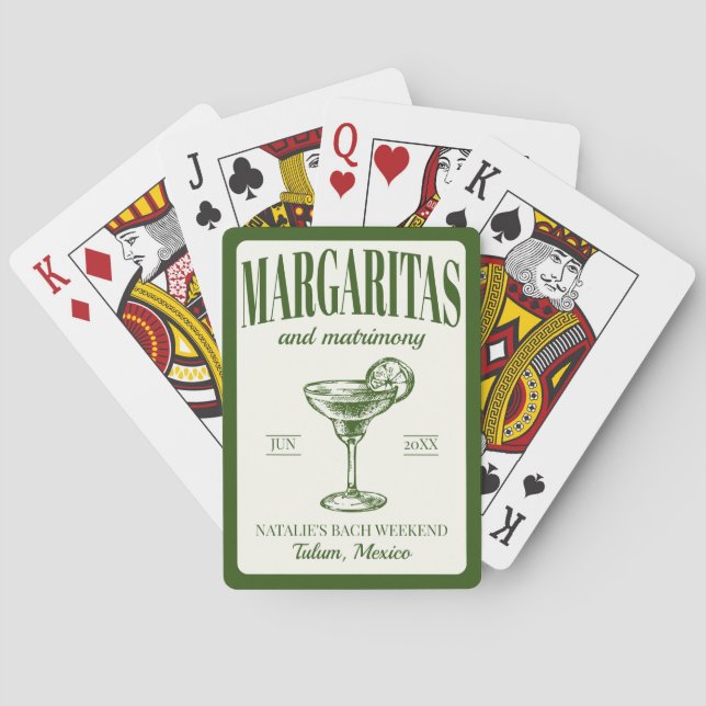 Margaritas And Matrimony Personalised Bachelorette Playing Cards (Back)