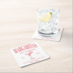 Margaritas And Matrimony Personalised Bachelorette Square Paper Coaster<br><div class="desc">Elevate your bachelorette celebration with our Margaritas And Matrimony Personalised Square Paper Coasters, the perfect addition to your festivities. These coasters embody the essence of a final fiesta beach bachelorette, making them an ideal choice for a memorable and cohesive party experience. Designed with a bridesmaid matching bachelorette party theme and...</div>