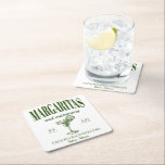 Margaritas And Matrimony Personalised Bachelorette Square Paper Coaster<br><div class="desc">Introducing our Margaritas And Matrimony Personalised Bachelorette Square Paper Coaster – the perfect accessory for a fun-filled and memorable bachelorette party. This coaster is designed to complement a bridesmaid matching bachelorette party, adding a touch of personality to your celebration. Inspired by the vibrant and lively atmosphere of destinations like Cancun...</div>