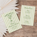 Margaritas and Matrimony Striped Bachelorette Invitation<br><div class="desc">Get ready to celebrate the bride-to-be with an unforgettable weekend! Introducing our "Margaritas & Matrimony" bachelorette weekend design, created to make every moment of your celebration as special as the bride herself. This elegant collection features a vintage inspired green hand drawn illustration of a margarita cocktail glass on a soft...</div>