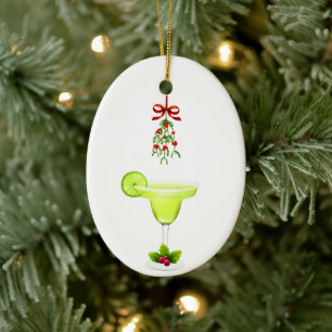 Margaritas and Mistletoe Christmas Ceramic Tree Decoration