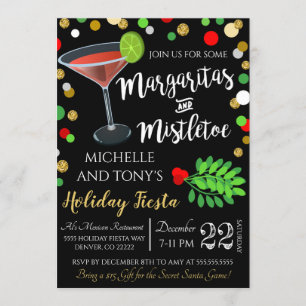 Margaritas And Mistletoe Christmas Invitation