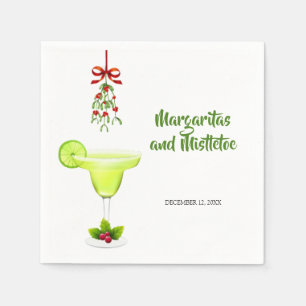Margaritas and Mistletoe Christmas Napkin