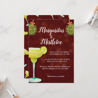 Margaritas and Mistletoe Christmas Party Cocktails Invitation