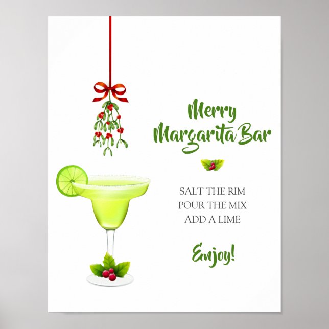 Margaritas and Mistletoe Christmas Welcome Bar Poster (Front)